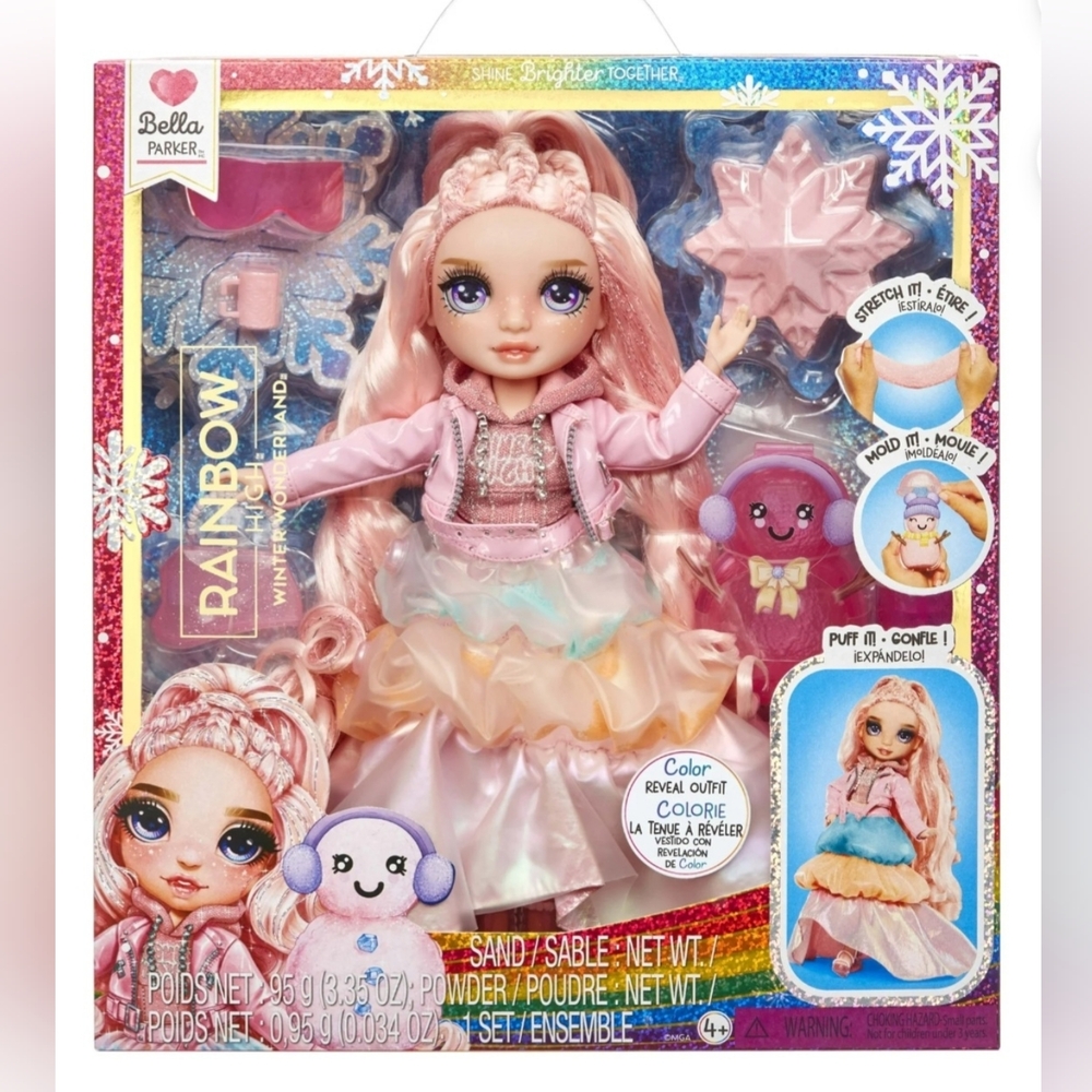Rainbow High Winter Wonderland Bella - Pink 11” Fashion Doll with Magic Snow